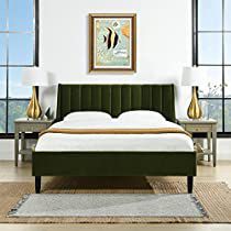 Check this out on Amazon Headboard Platform Bed, Velvet Bed Frame, Bespoke Beds, Fabric Bed Frame, Modern Headboard, Velvet Upholstered Bed, Velvet Bed, Green Bedding, Ottoman Bed