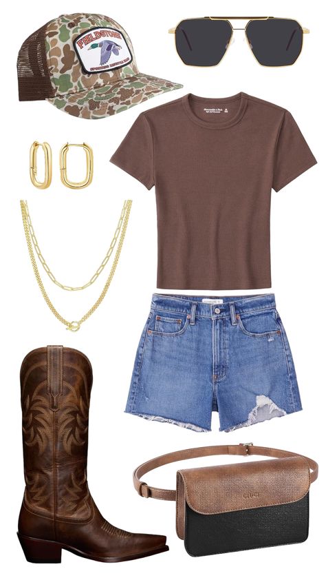 Country Concert Outfit Ideas With Brown Boots, Costal Cowgirl Outfits Concert, Western Chic Outfits Concert, Country Concert Outfit Cowboy Boots, Country Frat Party Outfit, Hank Jr Concert Outfit, Cold Weather Concert Outfit Country, Camo Country Outfits, College Date Party Dress