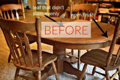 8 Vintage Hutch Makeovers Before and After DIY | Hometalk Round Pedestal Dining Table Redo, Essen, Dining Table Finishes Diy, 2 Tone Table, Refinish Old Dining Room Set, Old Table And Chairs Makeover, Remodel Dining Table, Light Stained Dining Room Table, Chalk Painted Table And Chairs