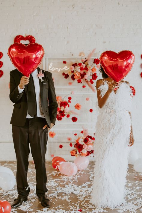 Engagement Party Valentine Theme, Valentine Day Wedding Ideas, Valentine’s Day 2024 Trends, Valentines Day Wedding Decorations, Valentines Day Styled Shoot, Valentines Day Engagement Photos, Wedding Valentines Day, Heart Theme Wedding, Valentines Wedding Decor