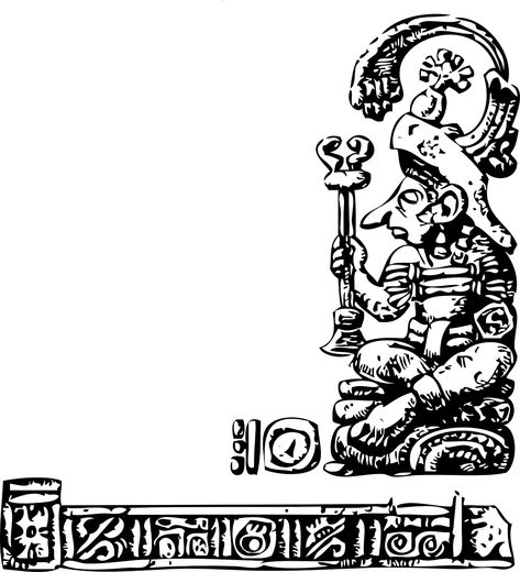 Sacred Geometry, World History, Mayan Statue, Mayan Civilization, Maya Civilization, World Mythology, Mexican Culture, Black And White Drawing, Public Domain Images