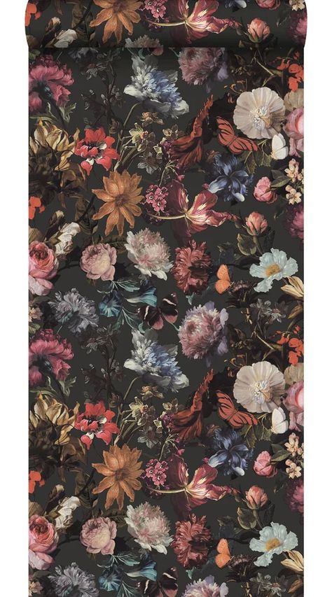 Summerfield 33' L x 20.5" W Wallpaper Roll Grey Floral Wallpaper, Paradise Flowers, Motif Tropical, Drops Patterns, Green Backdrops, Dark Flowers, Grey Flowers, Design Department, Botanical Wallpaper