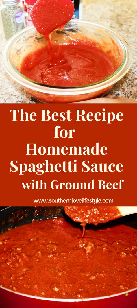 How To Make Spaghetti Sauce With Tomato Sauce, Spaghetti Sauce Using Tomato Sauce, Simple Spaghetti Sauce Recipe, Meatballs With Ground Beef, Homemade Spaghetti Meatballs, Easy Homemade Spaghetti Sauce, Spaghetti Sauce From Scratch, Recipe Using Tomatoes, Spaghetti Sauce Easy