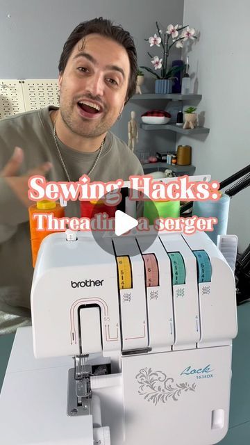 Sewing Tutorials, Threading, How To Thread A Serger, How To Thread, Serger Thread, Overlock Machine, Serger Sewing, Sewing Blogs, Sewing Hacks