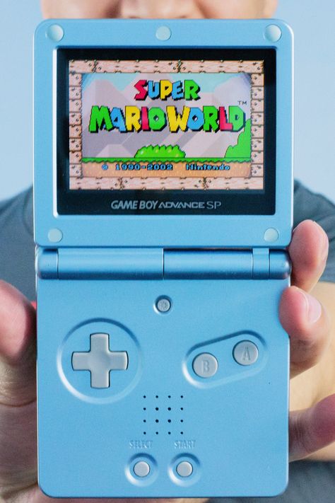 Super Mario World: Super Mario Advance 2 on Game Boy Advance SP. #GBA #SuperMario #Nintendo Old Nintendo Aesthetic, Gameboy Advance Sp Aesthetic, Gameboy Sp, Nintendo Gameboy Advance Sp, Old Nintendo, Gameboy Advance Sp, Super Mario Games, Custom Consoles, Nintendo Ds Games