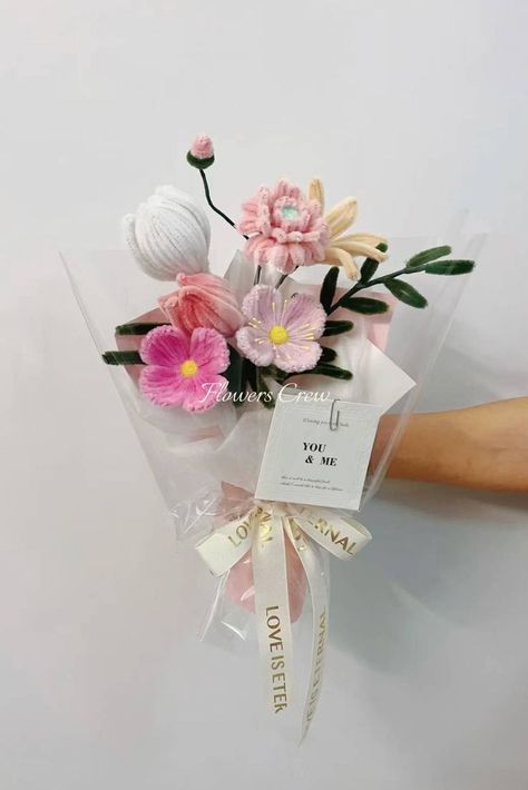 Petite flower bouquet for wedding or big event, handmade mixed flower bouquet in pink and white Flower Bouquet For Wedding, Mixed Flower Bouquet, White Artificial Flowers, Magical Flowers, Mixed Bouquet, Clean Flowers, Pipe Cleaner Flowers, Diy Bouquet Wrap, Piping Flowers