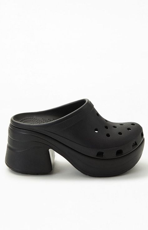 Heel Crocs, Croc Platforms, Red Crocs, Crocs Womens, Black Siren, Black Crocs, Platform Heel, Black High Heels, Iconic Women