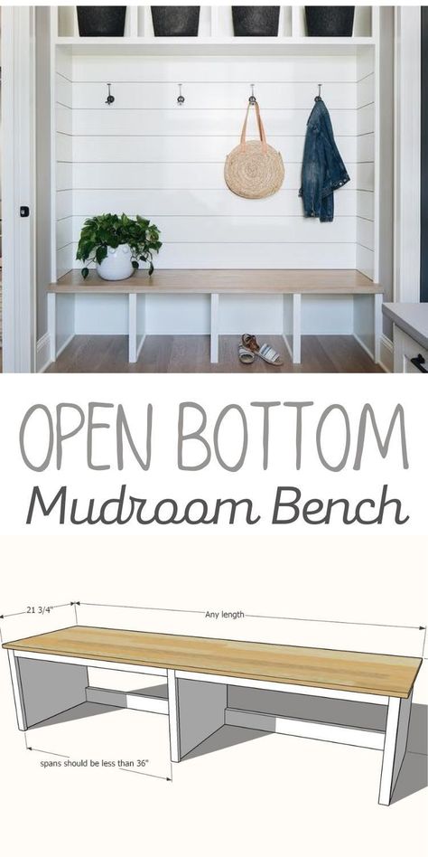 How To Build Bench Seating With Storage, How To Build Mudroom Cubbies, Mudroom Bench With Shiplap Wall, Mudroom Benches Ideas, How To Make A Mudroom Bench, Bench Seating Entryway, Simple Mudroom Built In, Diy Boot Room Bench, Small Mudroom In Garage