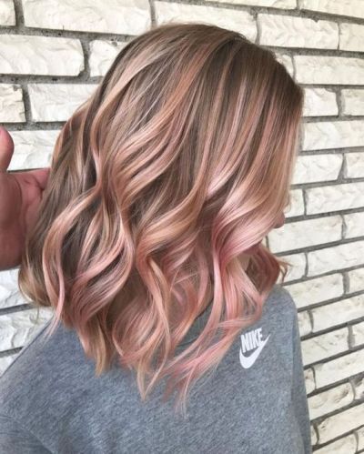 Bob Pendek, Rose Gold Hair Color Ideas, Gold Hair Color Ideas, Rose Gold Hair Blonde, Rose Gold Hair Color, Gold Hair Color, Gold Hair Colors, Hair Color Rose Gold, Brunette Balayage