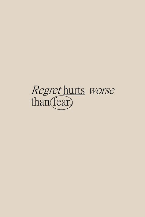 #quotes #lifequotes #motivationalquotes #selfimprovementquotes #regret #fear Facing Fears Quote, Living With Regret Quotes, Regrets Aesthetic, Conquering Fear Quotes, Fear Quotes Overcoming, Quotes About Overcoming Fear, Quotes About Fear, Overcoming Fear Quotes, Quotes Fear