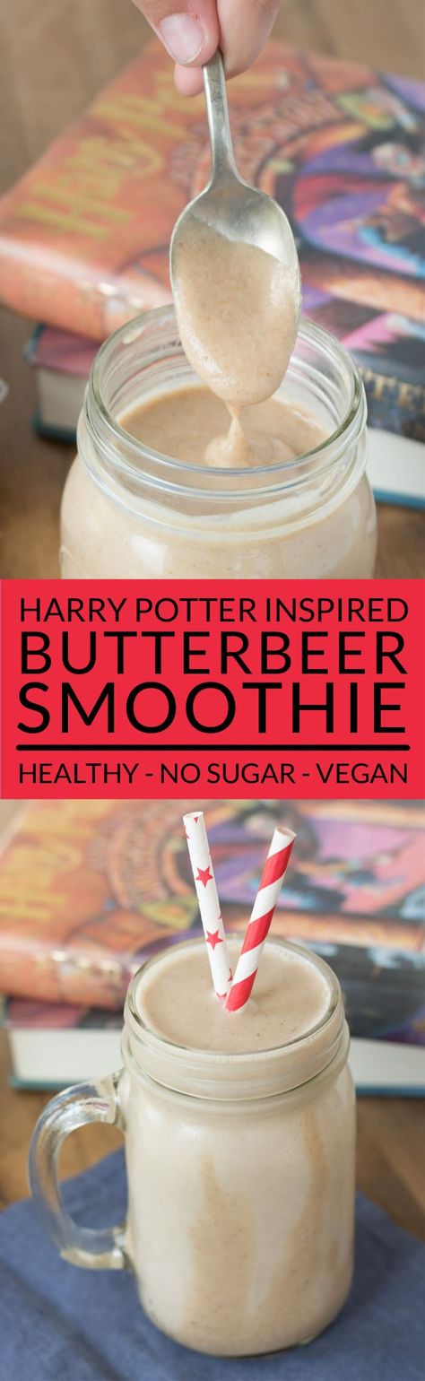 Make a homemade Harry Potter Butterbeer Smoothie and feel the magic! This easy smoothie recipe tastes like the Butterbeer sold at Hogsmeade in the Wizarding World of Harry Potter but it contains no sugar and it’s vegan. Perfect for healthy kids! Only six ingredients! Healthy Smoothies to Try. Harry Potter Butterbeer, Easy Smoothie Recipe, Harry Potter Butter Beer, Smoothies Vegan, Smoothie Recipes For Kids, Easy Smoothie, The Wizarding World Of Harry Potter, Yummy Smoothie Recipes, Smoothies For Kids