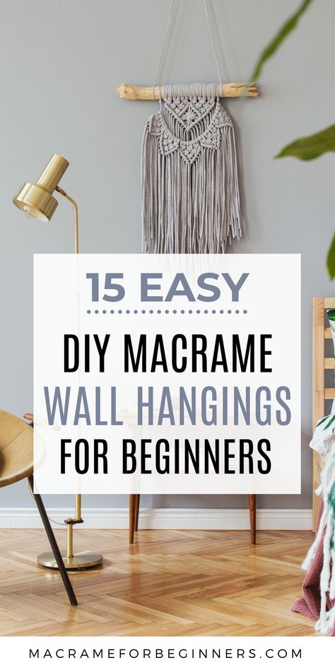 Diy Easy Macrame, Easy Macrame Wall Hanging, Easy Diy Wall Hanging, Macrame For Beginners, Macrame Wall Hanging Tutorial, Easy Macrame, Macrame Wall Hangings, Macrame Wall Hanger, Macrame Plant Hanger Tutorial
