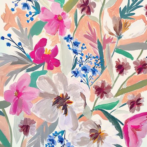 Nature, Flowers Textile Design, Design Tudung, Painterly Florals, Allover Flower, Ethnic Pattern Design, Watercolor Flowers Pattern, Painterly Floral, Fabric Print Design