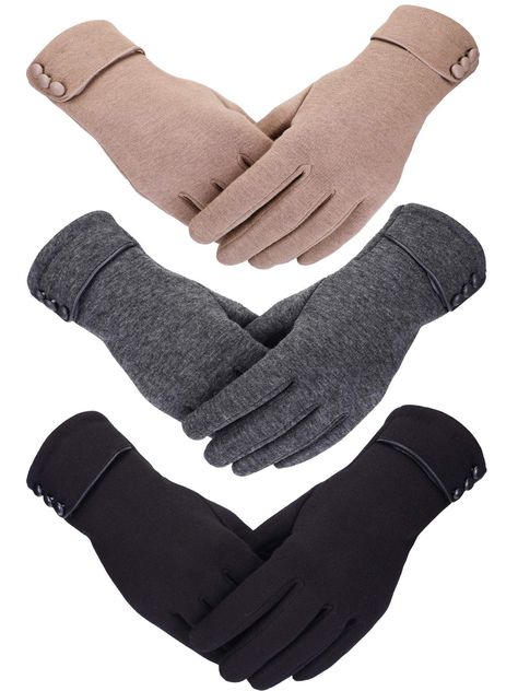 PRICES MAY VARY. Plush Button closure One size fits most: these gloves are soft and comfortable to wear with less elasticity, easy to wear and take off, proper size that fits for adults using in cold days Classic design: full coverage of your fingers, give your hands complete protection against chill in winter days, 3 buttons designation looks delicate and adorable, which is elegant and simplistic, can match your various styles Material: the outside is made of polyester and , the inside material Winter Gloves For Women, Grey Gloves, Texting Gloves, Winter Gloves Women, Warmest Winter Gloves, Gloves For Women, Red Gloves, Gloves Fashion, Cold Weather Gloves