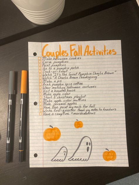 Fall Bucket List With Boyfriend, October Ideas For Couples, Halloween Couple Bucket List, Fall Things For Couples, Fall Things To Do With Your Boyfriend, Halloween Fun Things To Do, Cute Couple Fall Activities, Fall Crafts Couples, Halloween Checklist For Couples