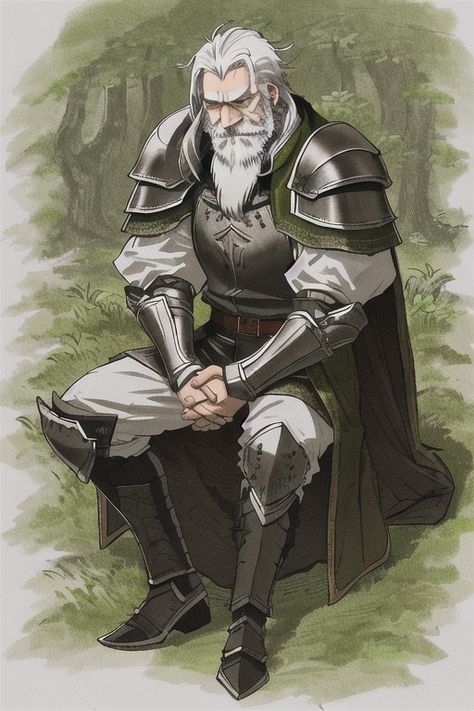 Old Knight Art, Old Soldier Fantasy Art, Old Knight Fantasy Art, Dnd Knight Character Design, Dnd Knight Art, Dnd Old Man, Old Man Dnd, Old Man Character Art, Dnd Character Concept Art