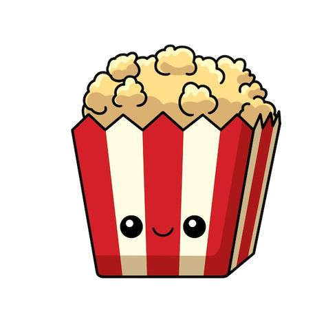 Popcorn Doodle, Popcorn Vector, Popcorn Cartoon, Cartoon Popcorn, Popcorn Clipart, Kawaii Popcorn, Cute Popcorn, Animal Mascot, Cartoon Food