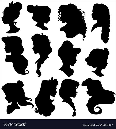 Disney Princess Head Silhouette, Princess Silhouette Art, Disney Princess Silhouette Printables, Disney Png Aesthetic, Princess Svg Free Disney Silhouettes, Printable Silhouettes Free, Disney Princess Silhouette Svg, Disney Silhouette Art Stencil, Disney Princess Svg Free