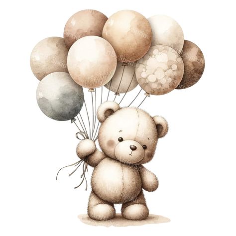 Download Beautiful watercolor clipart for your project. Find more graphic illustration, Get 10 Product Free Download! #watercolor #clipart #graphicdesign Bear With Balloons Clipart, Watercolor Teddy Bear, Teddy Bear Cartoon, Teddy Bear Clipart, Flower Background Iphone, Balloon Clipart, Bear Clipart, Baby Posters, Mug Tumbler