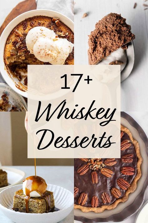 Pie, Bourbon Dessert Recipes, Whiskey Desserts, Tasty Dessert Recipes, Whiskey Cake Recipe, Bourbon Dessert, Whisky Cake, Boozy Baking, Whiskey Drinks Recipes