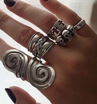 A few rings I own #rings #silver #jewellery Maximalist Jewelry Silver, Maximalist Rings, Big Silver Rings, Chunky Silver Jewellery, Y2k Rings, Chunky Silver Rings, Hippie Rings, Rings Ideas, Luxury Magazine