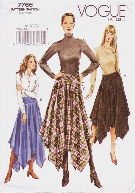 Croquis, Long Skirt Pattern Sewing, Hankerchief Skirt, Handkerchief Hem Skirt, Crochet Maxi Skirt, Handkerchief Skirt, Unique Skirts, Vogue Sewing, Skirt Trends