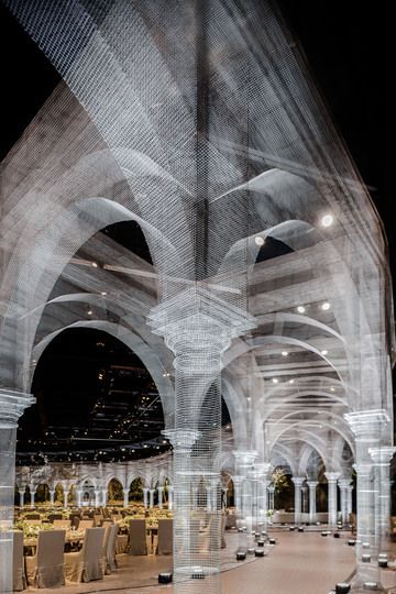 Pinterest Design, Cultural Architecture, Hologram Architecture, Architectural Installation, Sculptures Sur Fil, Top Architects, Colossal Art, Wire Sculpture, Wire Mesh