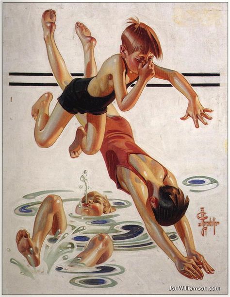 Joseph Christian Leyendecker, J.c Leyendecker, Jc Leyendecker, Norman Rockwell Art, Post Cover, Swimming Hole, American Illustration, Evening Post, 인물 드로잉