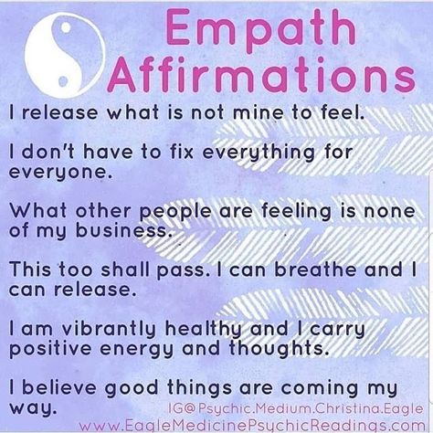 This Pin was discovered by Laura Valane. Discover (and save!) your own Pins on Pinterest. Empath Traits, Empath Abilities, Intuitive Empath, I Release, Energy Healing Spirituality, Psychic Medium, Self Love Affirmations, Positive Self Affirmations, Love Affirmations