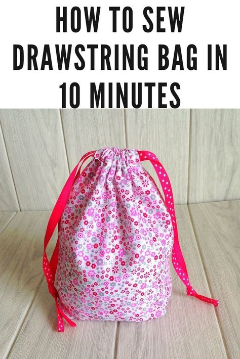 Learn how to sew drawstring bags in minutes with this easy DIY sewing tutorial. Easy and quick to whip up, you can make one in 10 minutes! This sewing project involves just a few straight line stitches and as such is a great beginner project! #sewingpattern #sewingproject #freepattern #easypattern #beginnerpattern #easythingstosew #sewingideas #drawstringbagdiy #drawstringbagtutorials #drawstringbagdiyeasy #howtosewadrawstringbag #howtosewdrawstringbagtutorials Sew Ins, Sew A Drawstring Bag, Drawstring Bag Diy, Drawstring Bag Tutorials, Drawstring Bag Pattern, Sacs Tote Bags, Diy Sewing Tutorials, Sewing Easy Diy, Costura Diy