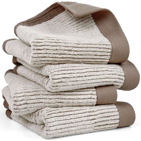 PRICES MAY VARY. Bathroom Hand Towels with Jacquard Weaving Process - These hand towels set are made of 100% cotton, you could see that there are 2 different colors of the terry loops as they were jacquard weaved to add a touch of spice to your everyday life Ultra-soft 4 Hand Towels set - To cotton towels, the more the terry loops, the softer the towel will be. You could count the loops clearly. Each surface has 56 lines with terry loops, each line has more than 1600 loops, so the quantity of lo Hand Towels For Bathroom, Touch Of Spice, Bathroom Hand Towels, White Bath Towels, Towels For Bathroom, Soft Bath Towels, New Bedroom Design, Hand Towels Bathroom, Cotton Hand Towels