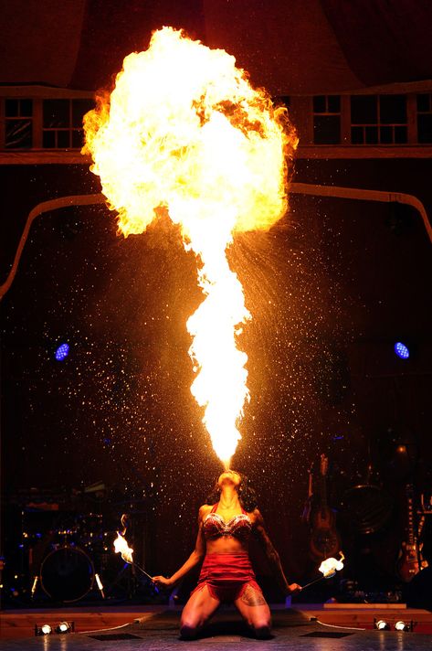 Fire Breather- Heather Holliday Breathing Fire, Circus Aesthetic, Fire Breather, Dark Circus, Circus Show, Fire Dancer, Night Circus, Flow Arts, Fire Art