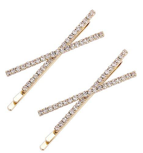 Amazon.com : OBTANIM 2 Pcs X Shaped Crystal Hair Pins Cute Metal Shiny Hair Clip Rhinestone Bobby Pin Sparkly Barrette for Women Girls Styling Accessories (Gold) : Beauty & Personal Care Rhinestone Clips Hairstyles, Diamond Hair Pins, Hair Clips Hairstyles, Diamond Hair, Gold Hair Pin, Gold Hair Clips, Crystal Hair Clips, Rhinestone Hair Pin, Rhinestone Hair Clip