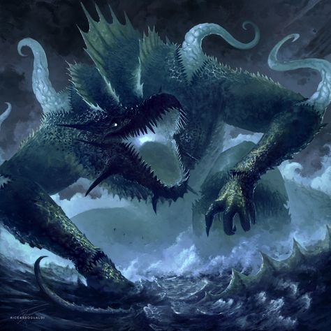 ArtStation - Cipactli, Riccardo Gualdi Leviathan Monster Art, Kaiju Fantasy Art, Levithan Monster Art, Sea Monsters Concept Art, Dragon Monster Art, Fantasy Sea Monster, Beast Creature Monsters, Alien Monster Art, Aquatic Creature Design