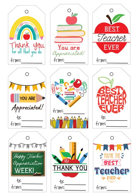 Cartonnage, Teacher Printables Free Appreciation, Happy Teachers Day Tag Printable, Teacher Appreciation Keychain Printable, Teacher Birthday Printable, Diy Gifts Teachers, Free Printable Tags For Teacher Gifts, Teacher Tags Back To School, New Year Teacher Gift Ideas