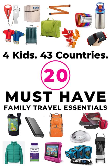 4 Kids, 43 Countries, 20 Travel Essentials for Kids | Local Passport Family International Packing List Family, Family Travel Must Haves, Kids Travel Essentials Airplane, Kid Travel Essentials, Family Travel Essentials, Airplane Essentials For Kids, International Flights With Kids, International Travel With Toddler, Travel Must Haves For Kids
