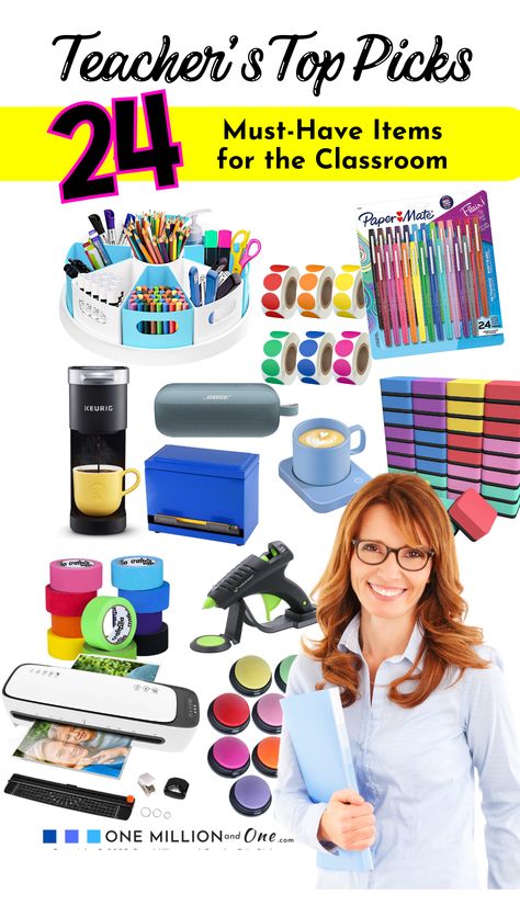 One Million and One asked teachers from pre-school through high school, what their favorite classroom items are. We gathered the items and made the list below. Here is the list of the top 24 favorite teacher items. We’ve included associate links that will take you directly to the product, or you may see them all listed on our website under” Amazon Must-Haves”. Welcome to the world of must-have teacher supplies! Kindergarten Classroom Must Haves Teachers, Must Have Classroom Supplies, Best Teacher Supplies, Must Have Teacher Supplies, Must Have Teacher Items, Teacher Supplies Must Have, Must Have Classroom Items, Teacher Wishlist Ideas, 1st Grade Classroom Must Haves