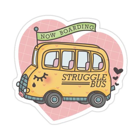 Decorate laptops, Hydro Flasks, cars and more with removable kiss-cut, vinyl decal stickers. Glossy, matte, and transparent options in various sizes. Super durable and water-resistant. Struggle Bus Now Boarding Cute Sad Bus. A sarcastic, tearful, yet loving design perfect for anyone having a hard time and needing a helping hand. Encourage yourself or a friend to hop on the Struggle Bus, there’s always room and it’s filled with love! Pastel, Bus Sticker, Struggle Bus, Cute Pastel, Helping Hand, Helping Hands, Hard Time, Decal Stickers, Decorate Laptops