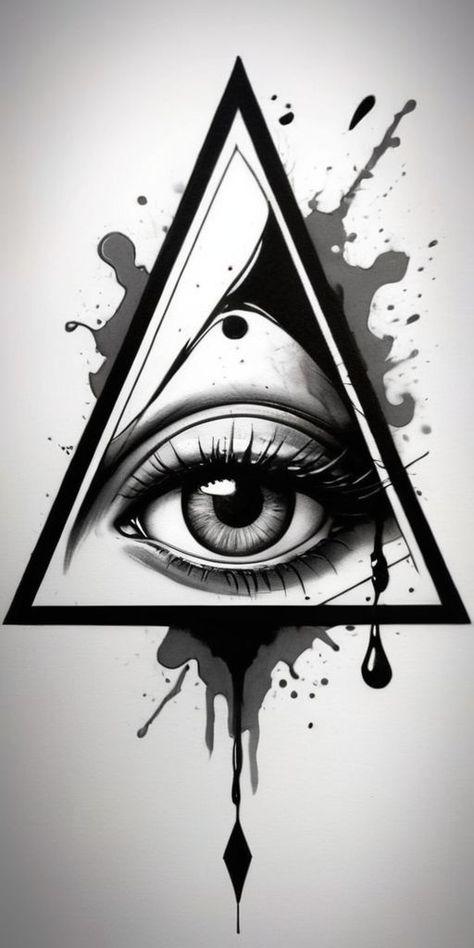 Triangle Eye Tattoo Design, Triangle Eye Tattoo, Eye Tattoo Design, Egyptian Eye Tattoos, Eye Triangle, All Seeing Eye Tattoo, Jai Sri Ram, Triangle Eye, Sri Ram