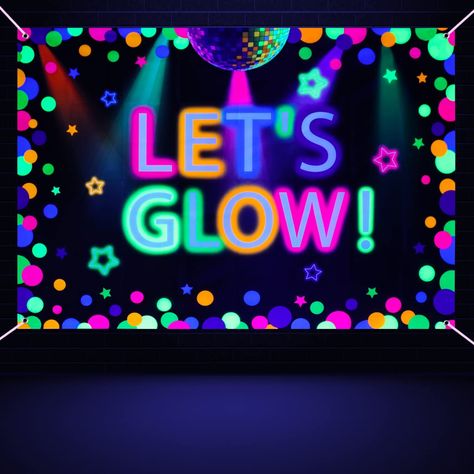 Blacklight Party Decorations, Glow Backdrop, Glow Neon Party, Neon Balloons, Neon Party Supplies, Neon Party Decorations, Balloon Glow, Glow Party Supplies, Paper Garlands