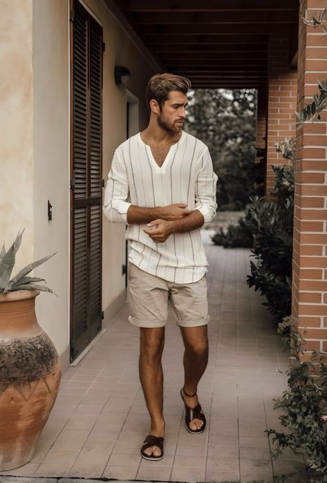 GENT STYLE Timeless Fashion Casual, Mens Vacation Outfits, Italian Summer Style, Italian Fashion Summer, Vacation Outfits Men, Beach Outfit Men, Italian Summer Outfits, Men Mode, Outfits For Mexico