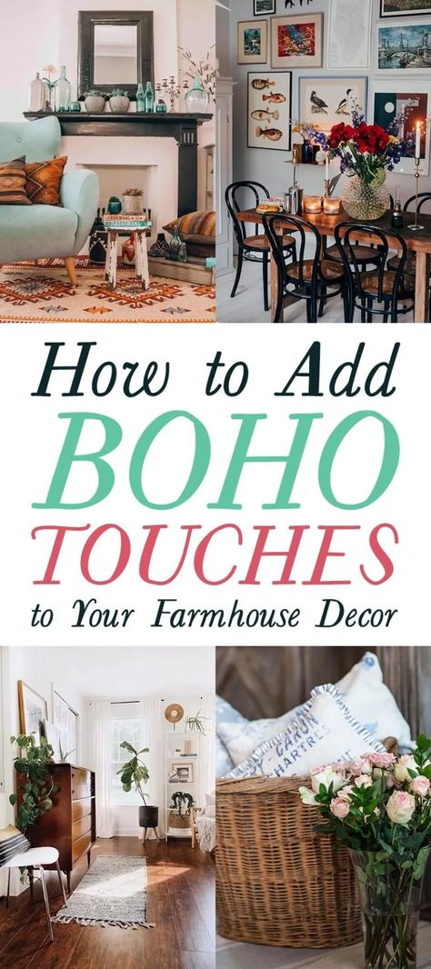 You told me that you would like this post added on to so that is just what I did! Hope you enjoy some of the new and fresh ideas! I am really enjoying the trend of adding Boho Touches to Farmhouse Home Decor. The Farmhouse Style is so welcoming of other decor styles it’s amazing! Let’s explore a few of the ways you can introduce the relaxed… whimsical feel of Boho with Farmhouse look. #bohofarmhouse #farmhousedecor #boho Quirky Farmhouse Decor, Non Farmhouse Decor, Farmhouse Trends 2023, Farm Chic Decor, Farmhouse Maximalist Decor, Edgy Farmhouse Decor, Farmhouse Boho Wall Decor, Whimsical Farmhouse Decor, How To Add Antiques To Your Home