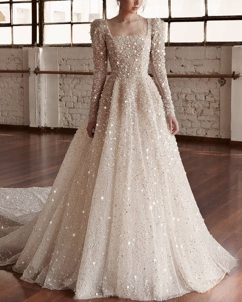 Chana Marelus, Mermaid Wedding Dress With Sleeves, Hijab Wedding Dresses, Sparkle Wedding Dress, Soiree Dress, Wedding Robe, Wedding Dress Couture, Wedding Dress Sleeves, Long Wedding Dresses