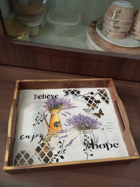 Handmade decoupage tray....perfect for flaunt your center table with style Instagram, Decoupage, Decoupage Tray, Center Table, Tray, Photo And Video, Instagram Photos, Instagram Photo