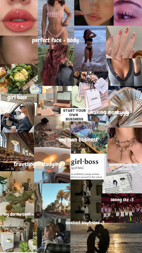 Vision Board Collage, Vision Board Examples, Drømme Liv, Vision Board Images, Vision Board Wallpaper, Vision Board Pictures, Life Vision Board, Dream Vision Board, Vision Board Affirmations