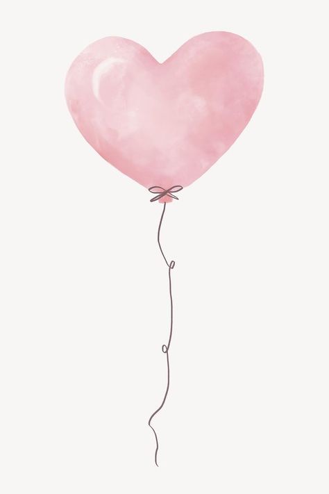 Heart Balloon Aesthetic, Heart Images Art, Pink Stickers Aesthetic, Aesthetic Balloons, Balloon Aesthetic, Balloons Aesthetic, Balloons Watercolor, Aesthetic Clipart, Balloon Images