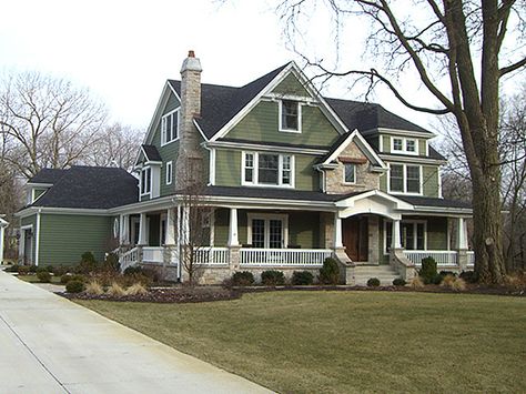 American Farm House by JB Architecture, via Flickr Architecture Traditional, House Facades, Traditional Exterior, Wrap Around Porch, Custom Home Designs, Green House, Dream House Plans, Facade House, Classic House