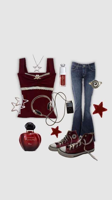 #outfit #outfitinspo #cherryred #darkred #red #stars #jeans #Dior #downtown #downtowngirl #y2k #music #cute #beauty #summer #silver #silverjewelry #silverjewellery Dior, Stars Jeans, Y2k Music, Red Stars, Red Outfit, Cherry Red, Cute Beauty, Leg Warmers, Dark Red
