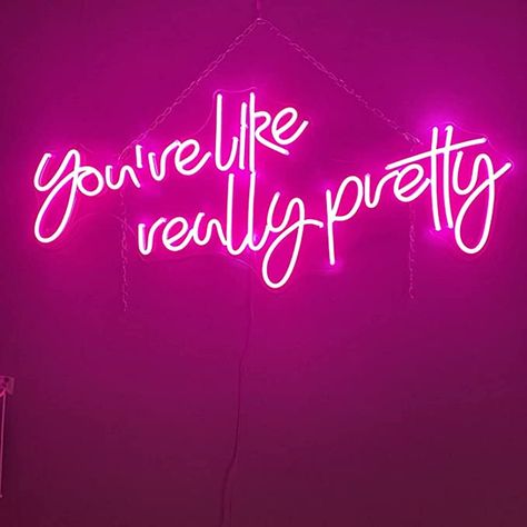 Neon Pink Widgets, Neon Sign For Bedroom, Wedding Wall Decor, Photo Walls Bedroom, You're Like Really Pretty, Pink Neon Lights, Led Flex, Sign For Bedroom, Pink Neon Sign