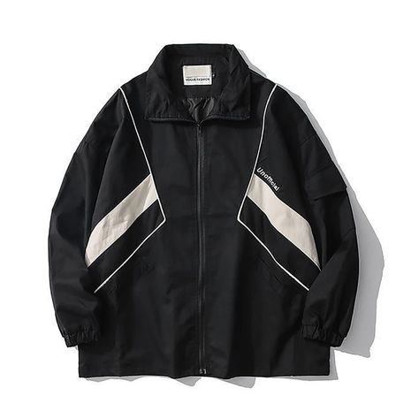 Mode Mantel, Japan Color, Tactical Jacket, Streetwear Jacket, Varsity Jacket Men, Y2k Jacket, Korean Streetwear, Black Windbreaker, Baseball Uniform